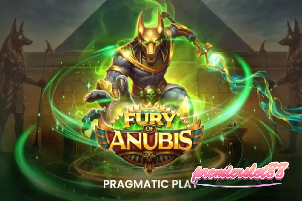 Tampilan visual slot Fury of Anubis dengan latar belakang makam Mesir yang gelap dan berapi-api.